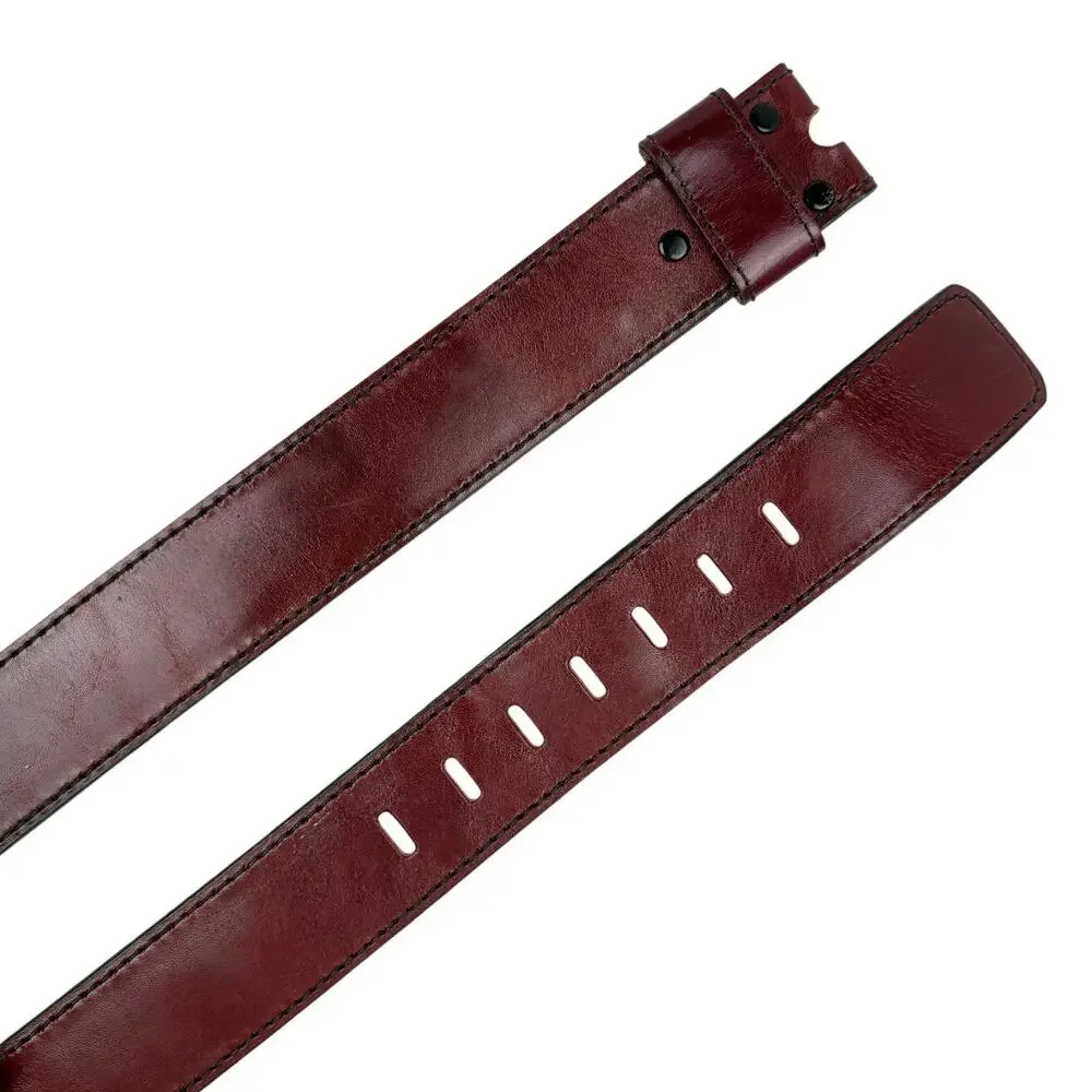 Bechelli Glazed Aniline Cowhide Leather Belt Strap Burgundy Size M 34–36